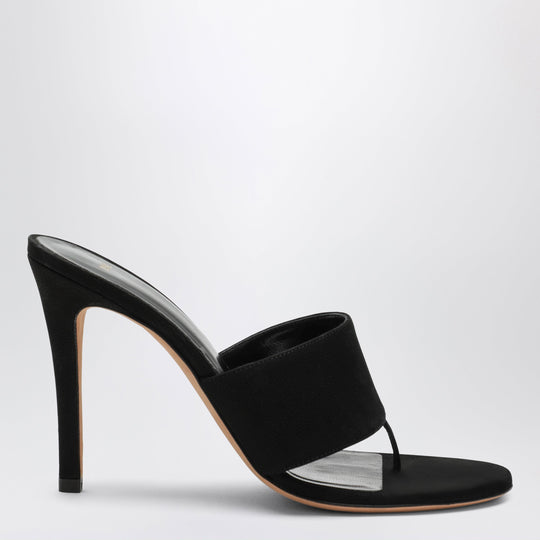 Black Nubuck Leather Thong Sandals