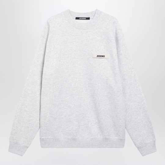 Grey Crewneck Sweatshirt With Grosgrain Logo