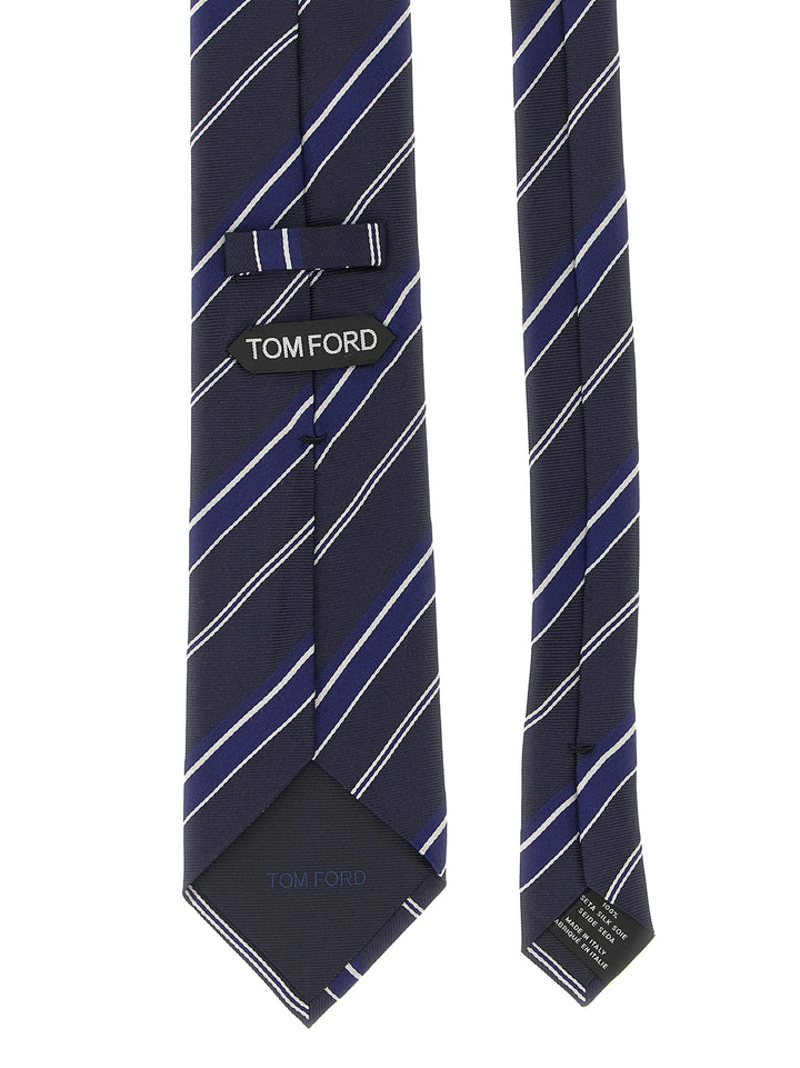 Tom Ford Diagonal Striped Tie Ties and Papillon - Blue | 218c260f856aa81bec9950d8990973face5486af