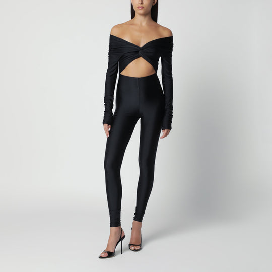 Black Kendall Jumpsuit In Glossy Stretch Lycra