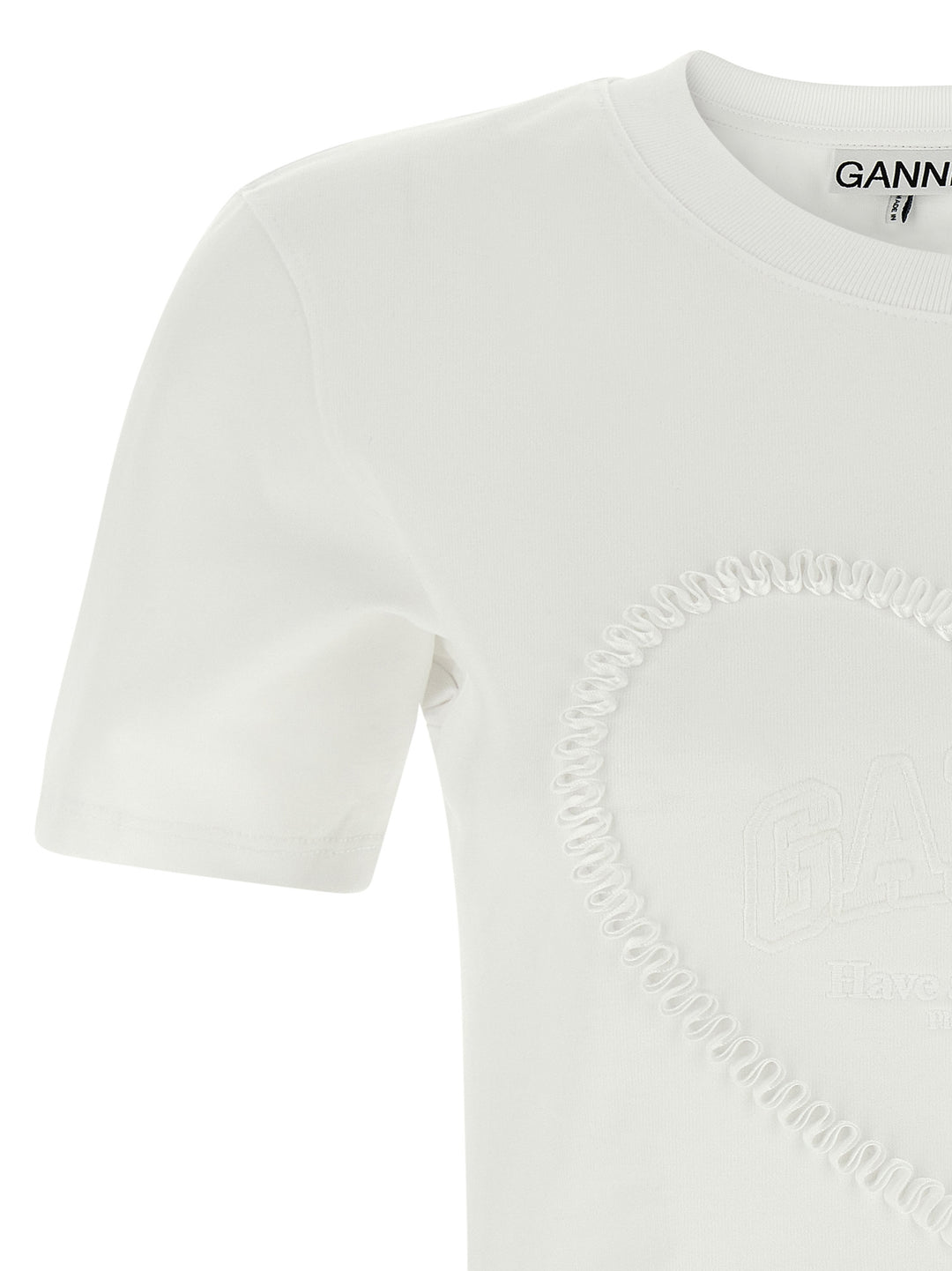 Ganni Heart Embroidery T-shirt - White | baeb27af9053db49820b87e1c78fa0ec4dac1d6e