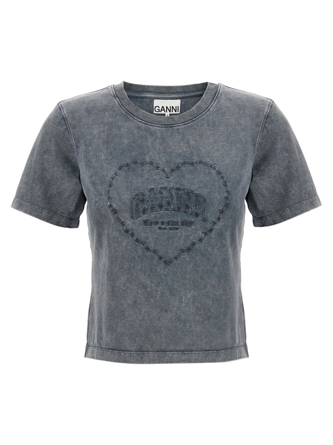 Ganni Grey Washed Heart T-shirt - Gray | 168bebf3c1375b37fbbee4e7baecf5648c2469dd