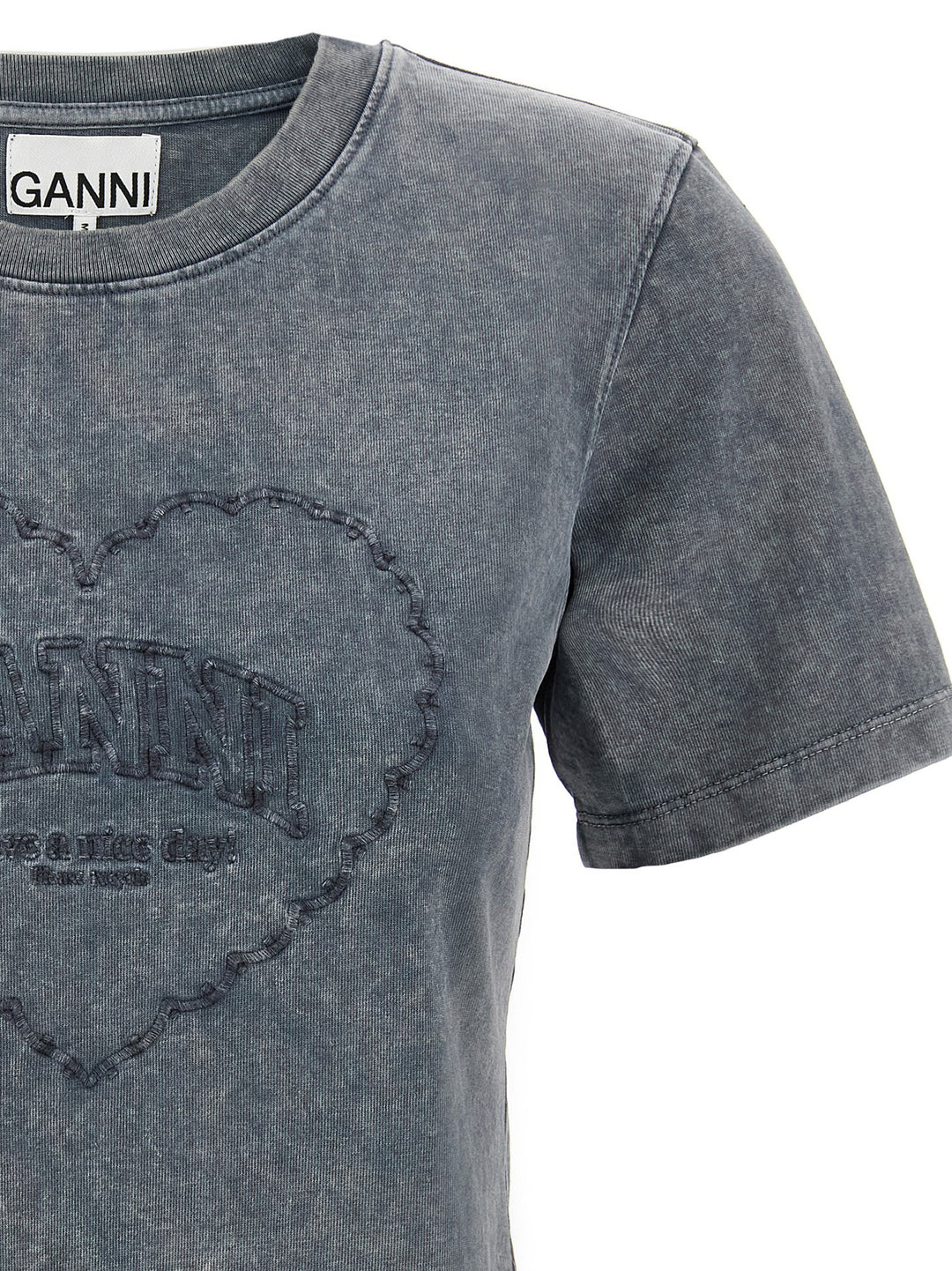 Ganni Grey Washed Heart T-shirt - Gray | 1e5cb1316d79b40d0f752431f974c7cfff43eeeb