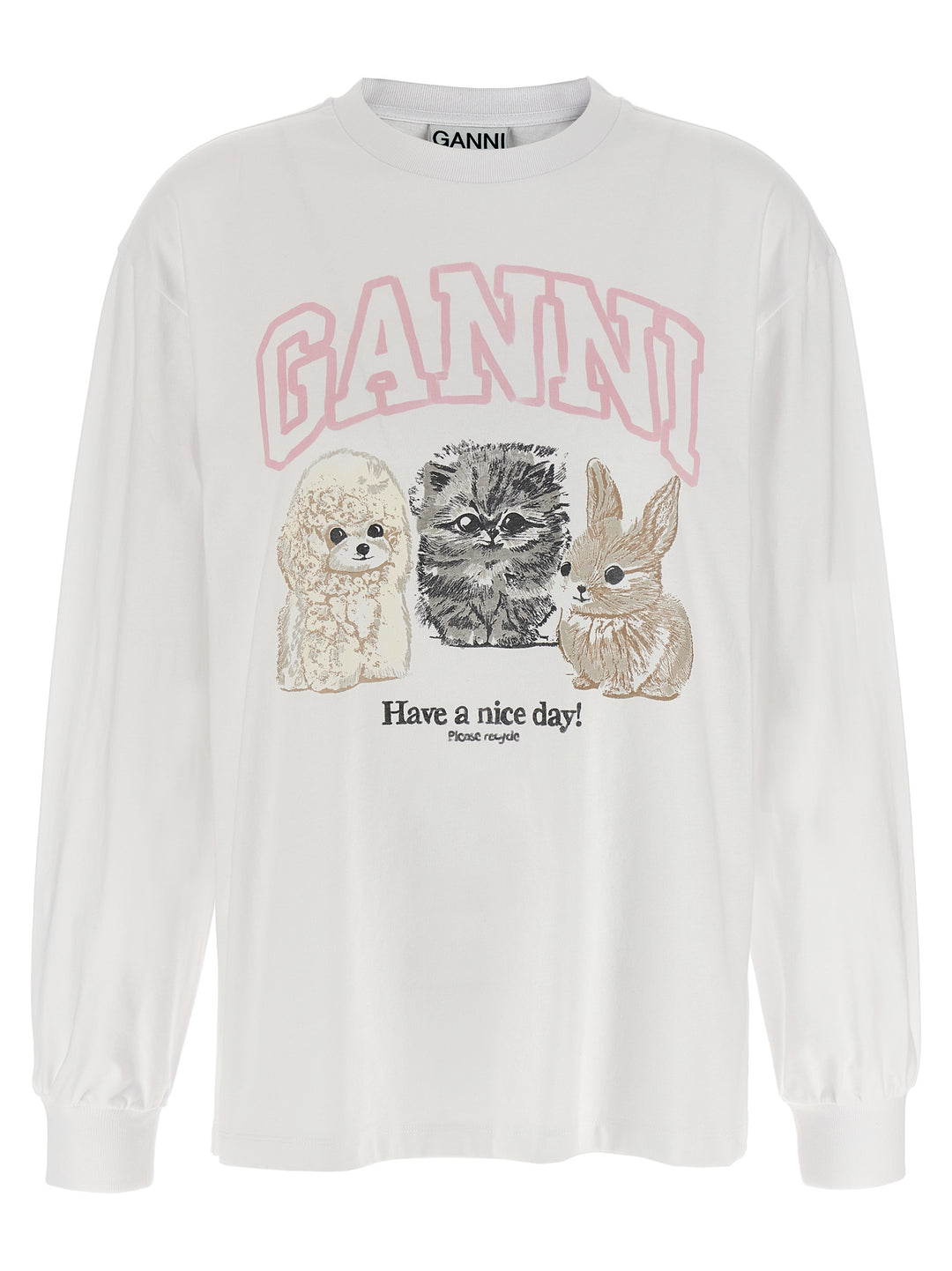 Ganni Animal Print T-shirt - White | d19ad569b714ef227dc5cb7cd02d53682f419761