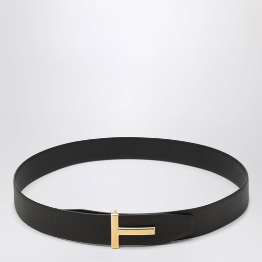 Reversible T-Icon Grained Leather Belt In Brown And Black