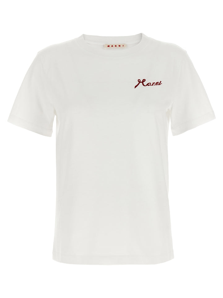 Marni Flocked Logo T-shirt - White | 71d7525421f7b48b772c5faba6701a4fdfbab62a