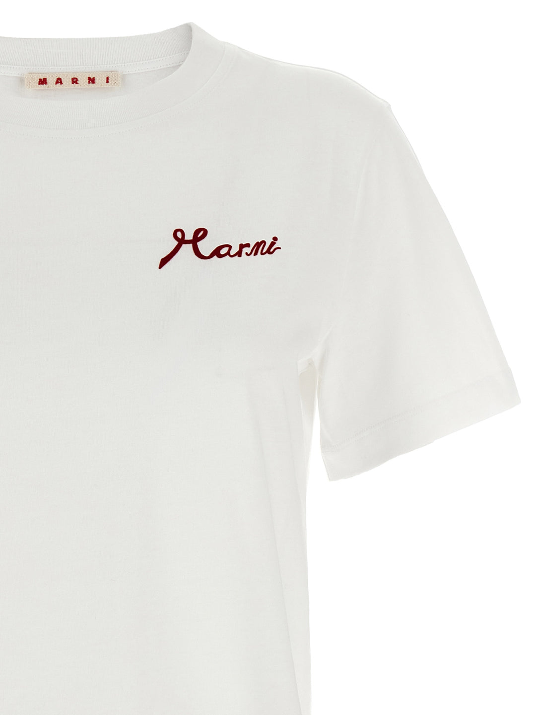 Marni Flocked Logo T-shirt - White | 646494858212d0abe4fd2e5c9abb8e9daf7f5f18