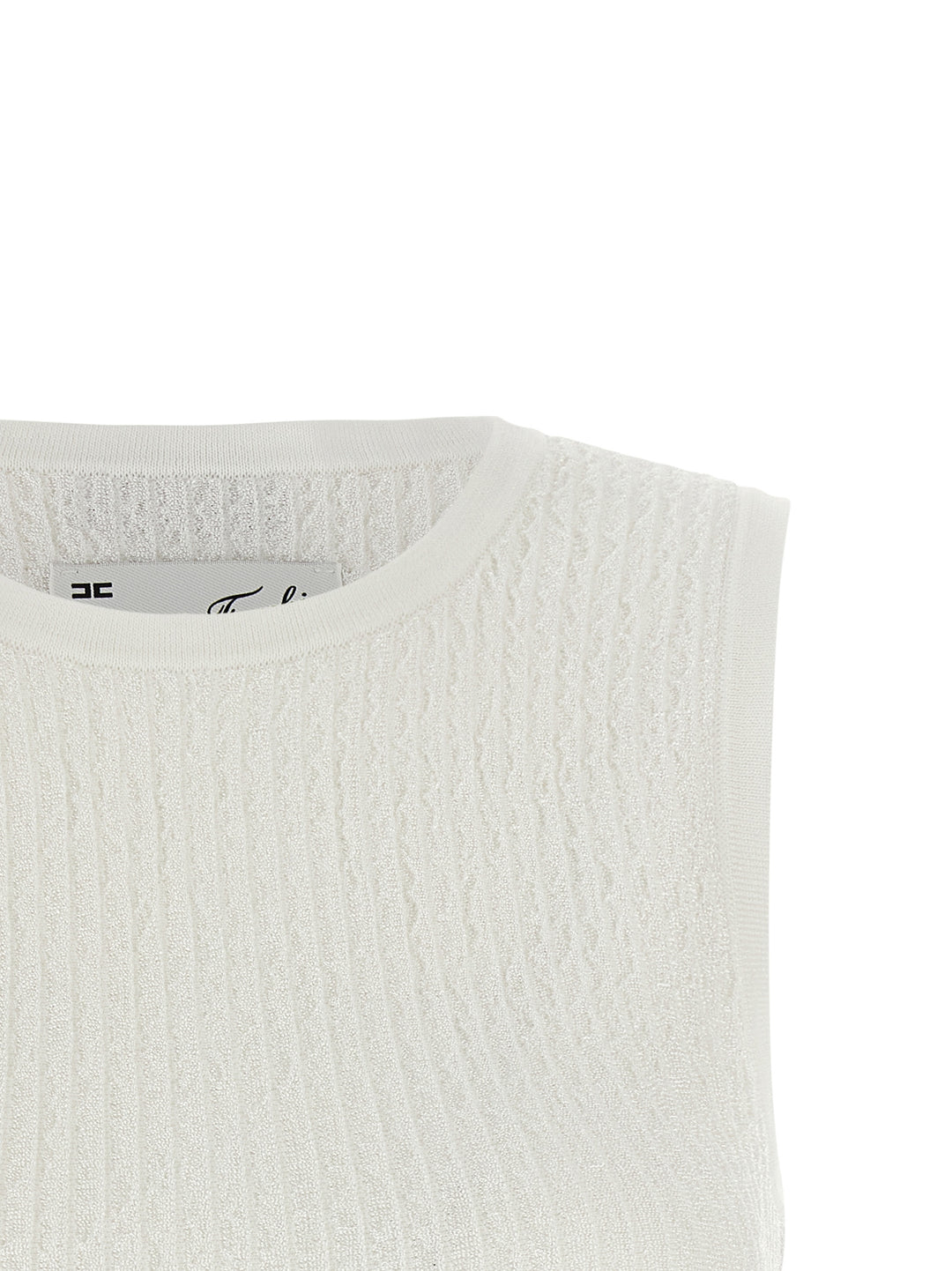 Elisabetta Franchi Ribbed Crop Top Tops - White | f511ab88778e8875afeb73ab750e70d883cde52e