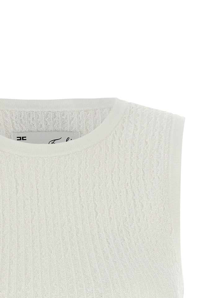 Elisabetta Franchi Ribbed Crop Top Tops - White | f511ab88778e8875afeb73ab750e70d883cde52e