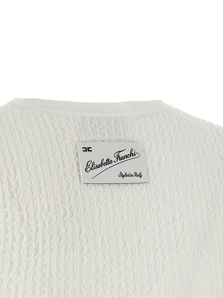 Elisabetta Franchi Ribbed Crop Top Tops - White | 868e8f875c0bb339ee5a894ff4bf41eb04bf174f