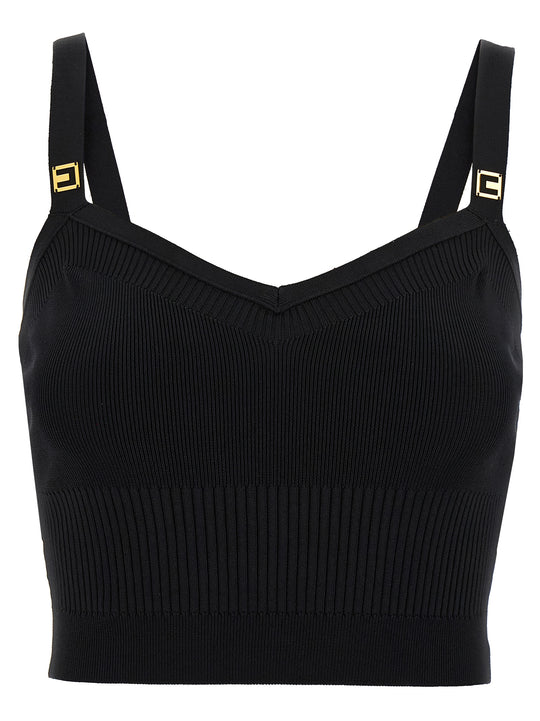 Ribbed Knit Top Tops Black