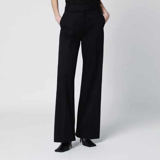 Black Cotton Palazzo Trousers