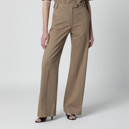 Cognac Cotton Palazzo Trousers