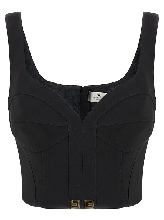 Heart Neckline Top Tops Black