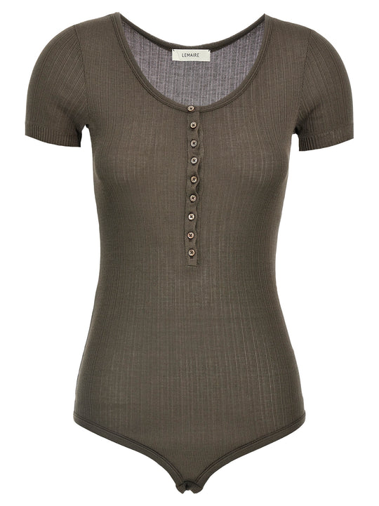 Ribbed Body Tops Brown