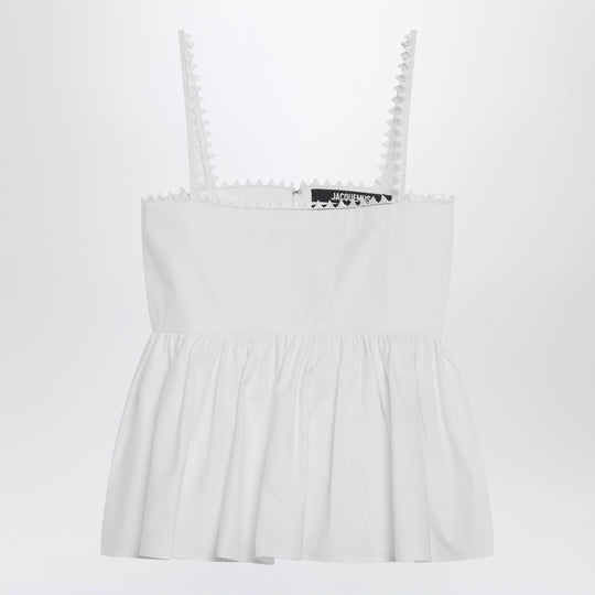White Traversin Top With Ruffle