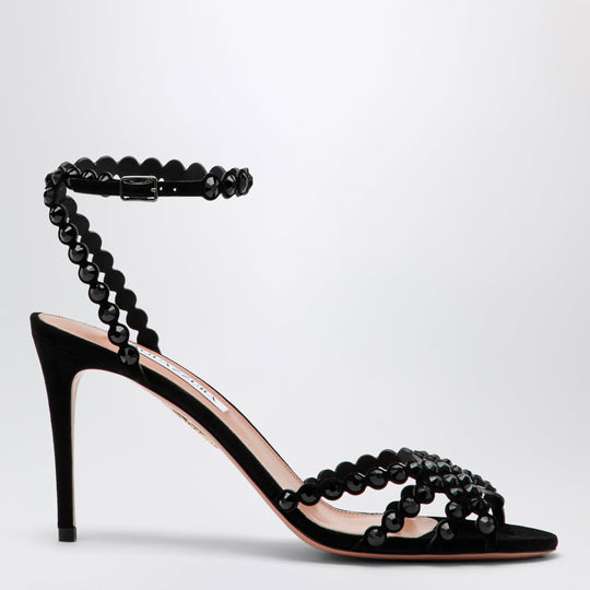 Tequila Black Sandals In Suede With Crystals