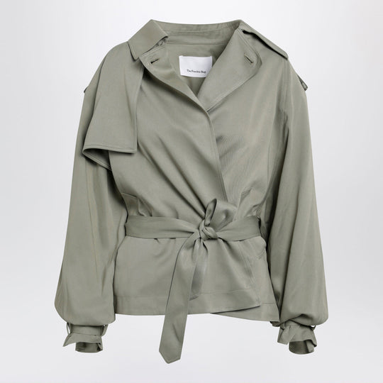 Elva Short Fluid Trench Coat In Sage Green Viscose