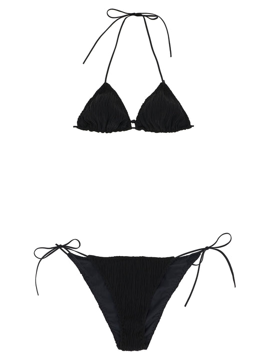 Triangle Plisse Beachwear Black