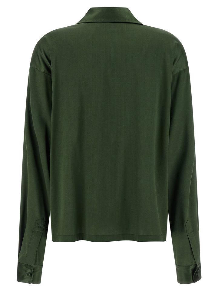 Tom Ford Silk  Shirt Polo - Green | 97562106d39bb4ca2c3374a52a1aa968c9732f16