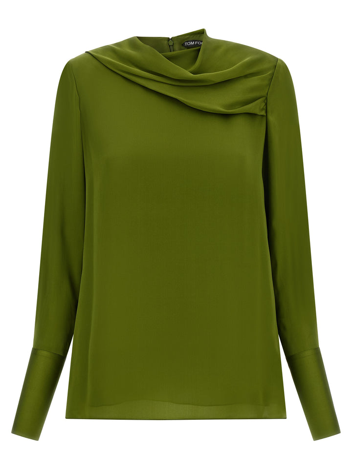 Tom Ford Draped Neck Blouse Shirt and Blouse - Green | 8ad969c8973fa34328b52a7d15e678f182c8a8e4