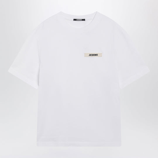 White T-Shirt With Grosgrain Logo