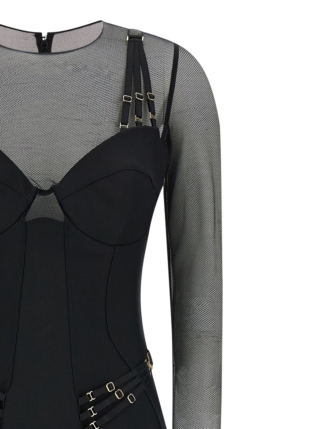 Elisabetta Franchi Jersey And Tulle Jumpsuit Jewelry - Black | 2b981a48a504413da1f0ab7d80d04b1eb1f23efe