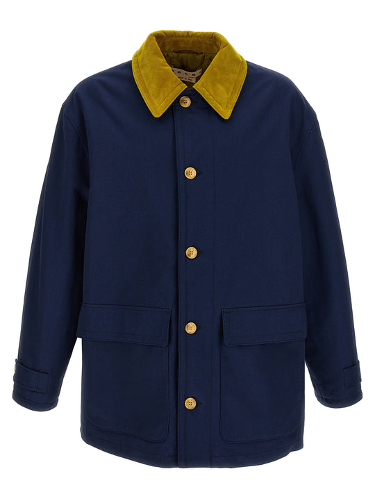 Cotton Gabardine Parka Casual Jackets And Parka Blue