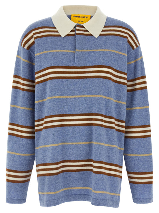 Striped Rugby Polo Light Blue
