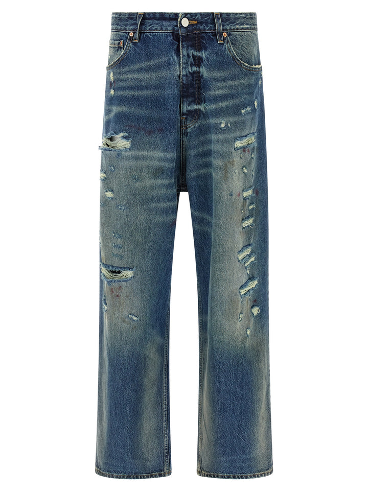 Vetements Blue Distressed Baggy Jeans - Blue | c2f902f27b8ae353931167805aaee62ad4cb4d1a