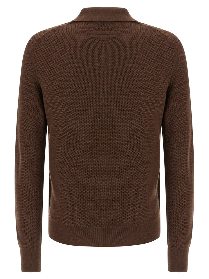 Zegna Oasi Cashmere Polo - Brown | 8cffc482f08067841fd42afc00675f1f52febdfd