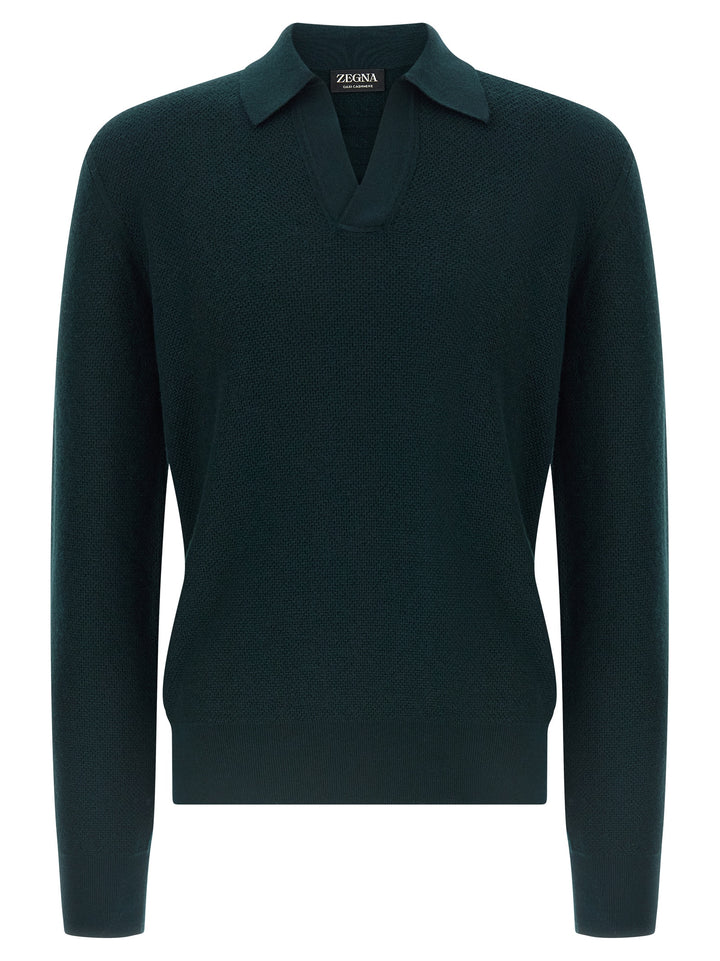 Zegna Oasi Cashmere Polo - Green | c00312fc8952a81a54d74cc1619cf2c899d329a5