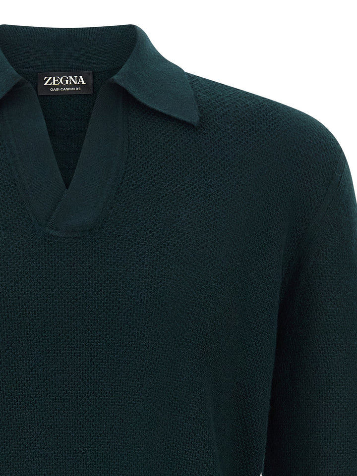 Zegna Oasi Cashmere Polo - Green | b36934f3f2ba78a71413ce7f0670a9d36ef30310