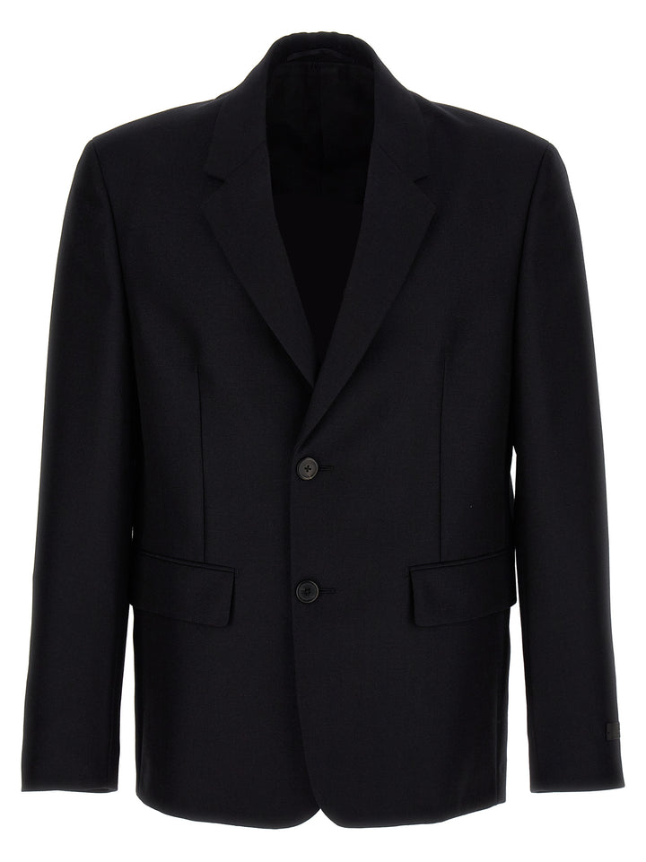 Prada Removable Collar Single-Breasted Blazer - Blue | 53da735421b23e8d64d3624c471c7fa1fe0d6c2b