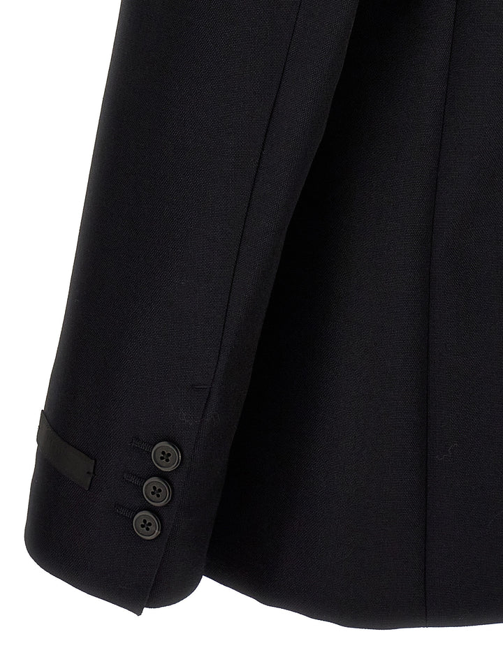 Prada Removable Collar Single-Breasted Blazer - Blue | cec09b66eeeb110e88052c8b7db5f0d81c442bce