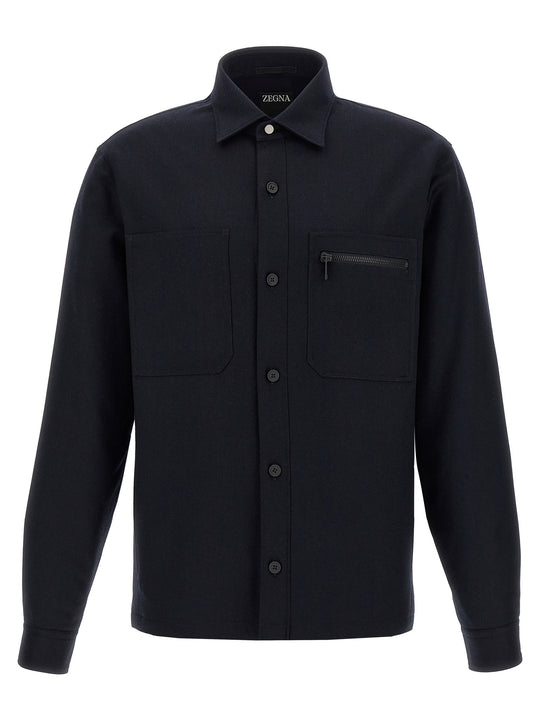 Techmerino Overshirt Shirt And Blouse Blue