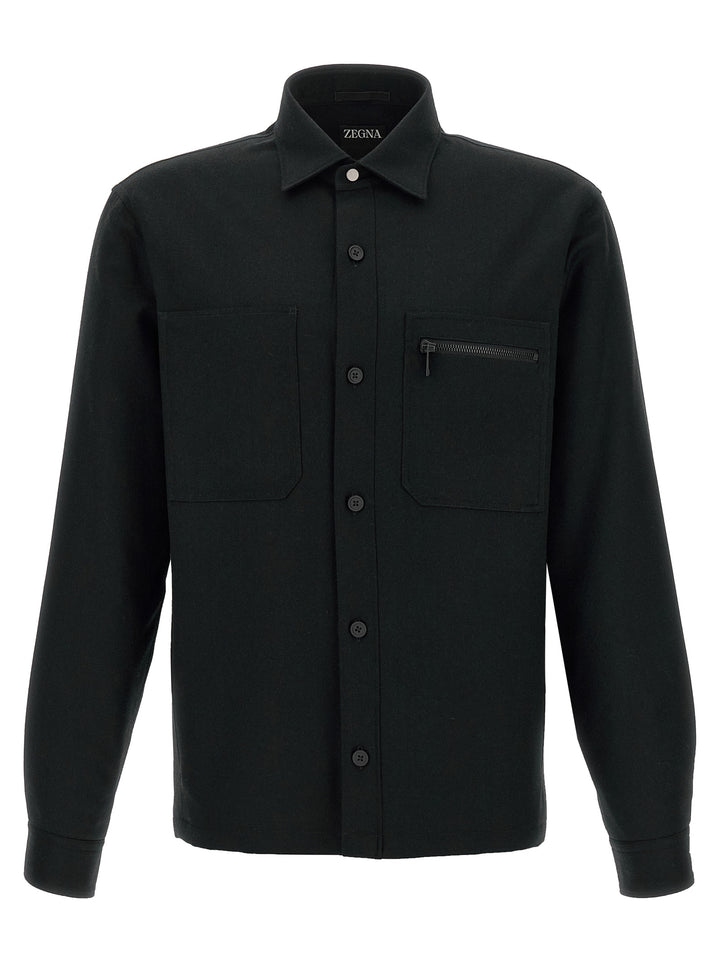 Zegna Techmerino Overshirt Shirt and Blouse - Black | 6e5a4a289269687bf1a7c603ccf1ba49de65d185