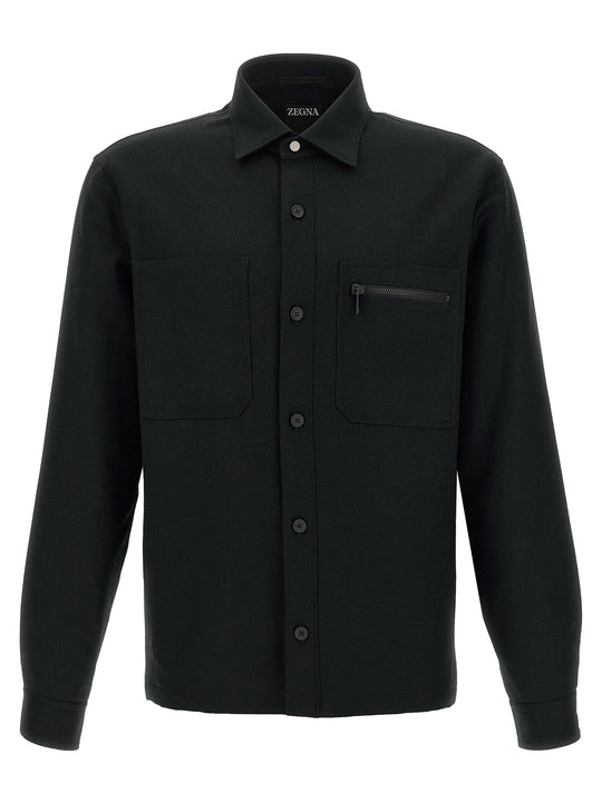 Techmerino Overshirt Shirt And Blouse Black