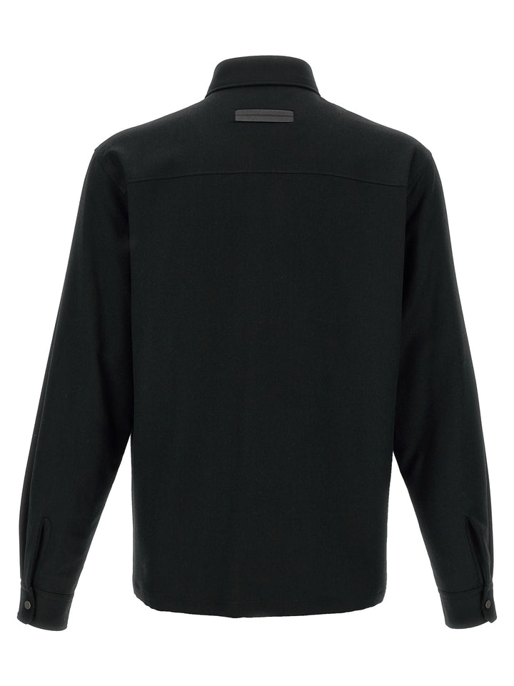 Zegna Techmerino Overshirt Shirt and Blouse - Black | 29b537615fa74c8768b5f53651c24c4daee11016
