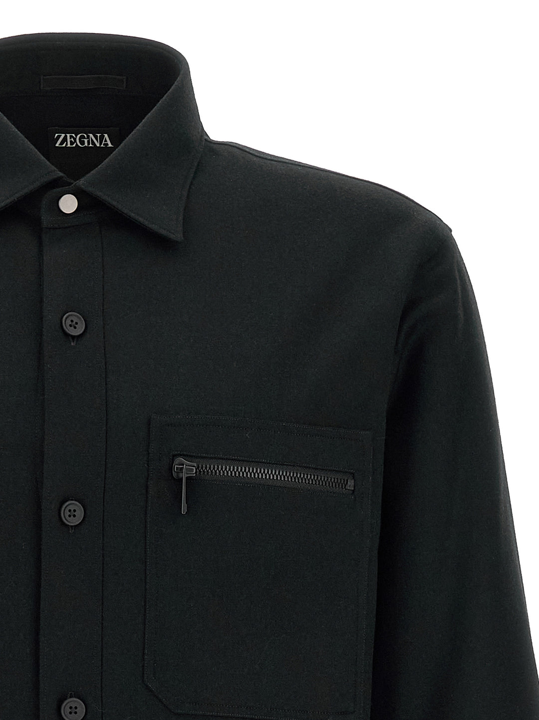 Zegna Techmerino Overshirt Shirt and Blouse - Black | 84d6342e8e5f911c9178d829f2c32eacf92addf6