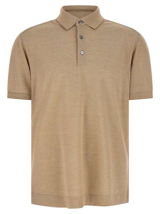 Cotton Silk Shirt Polo Beige
