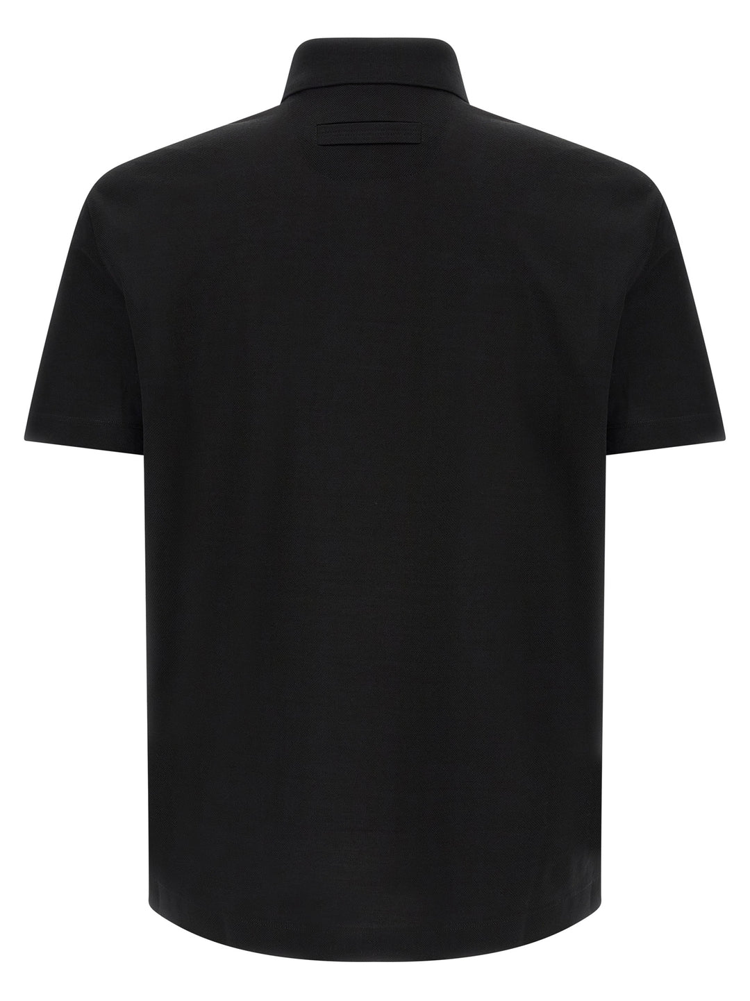 Zegna Piqué Cotton  Shirt Polo - Black | 6882d460ec004688e3d71db6c280a994b2f11d01
