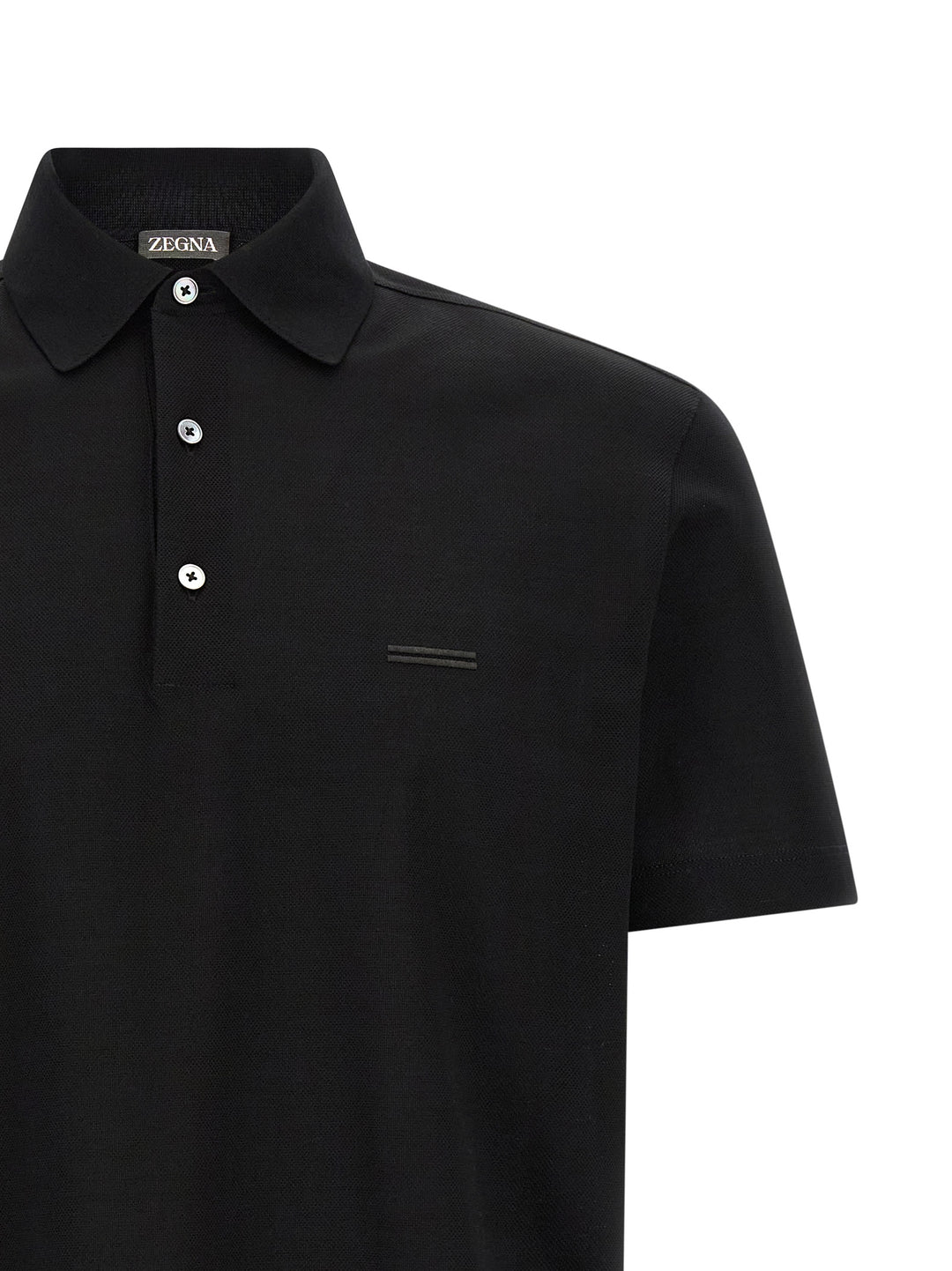 Zegna Piqué Cotton  Shirt Polo - Black | 75d0c8d1811fff3b4ec7c079b0277cda7f17c29f