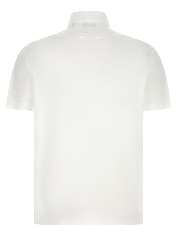 Zegna Piqué Cotton  Shirt Polo - White | 15018d68e6e56c21870fe279e5ee25225f10eb13
