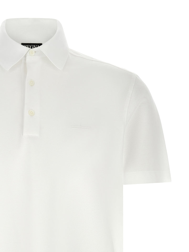 Zegna Piqué Cotton  Shirt Polo - White | 2117251a9582ce364f16f9b326f3cb84983d2588