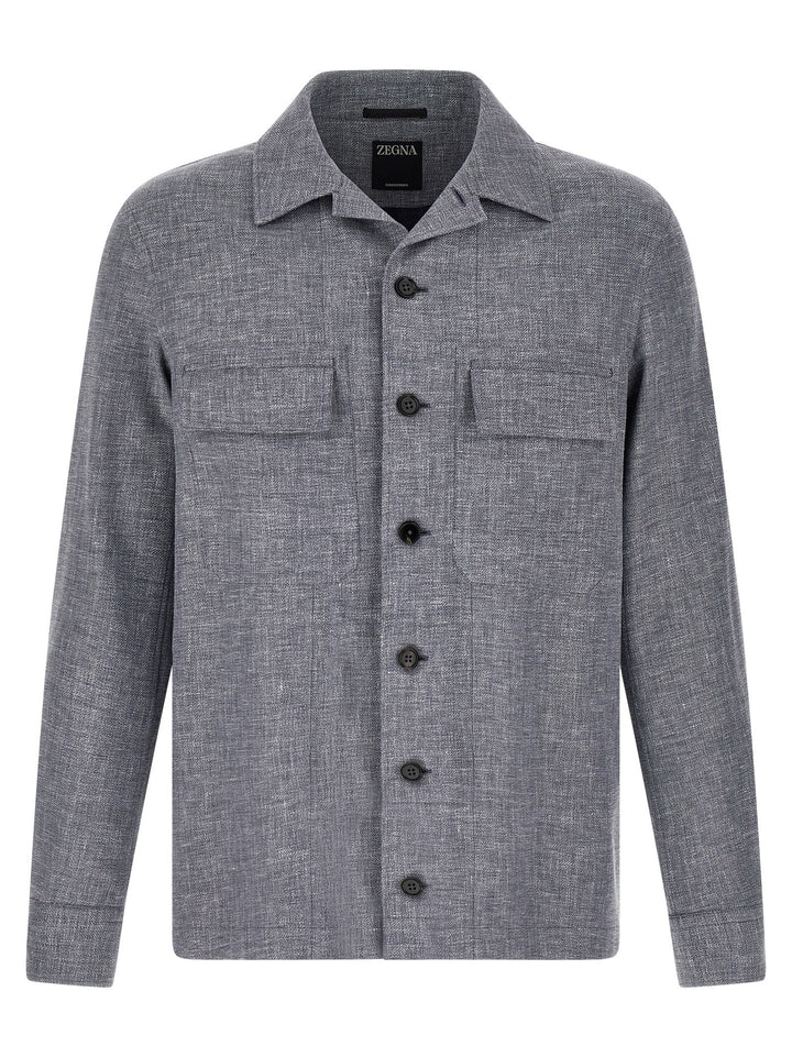 Zegna Crossover Shirt and Blouse - Blue | be1e7e6150db350d29592042a05cb6277b0d0835