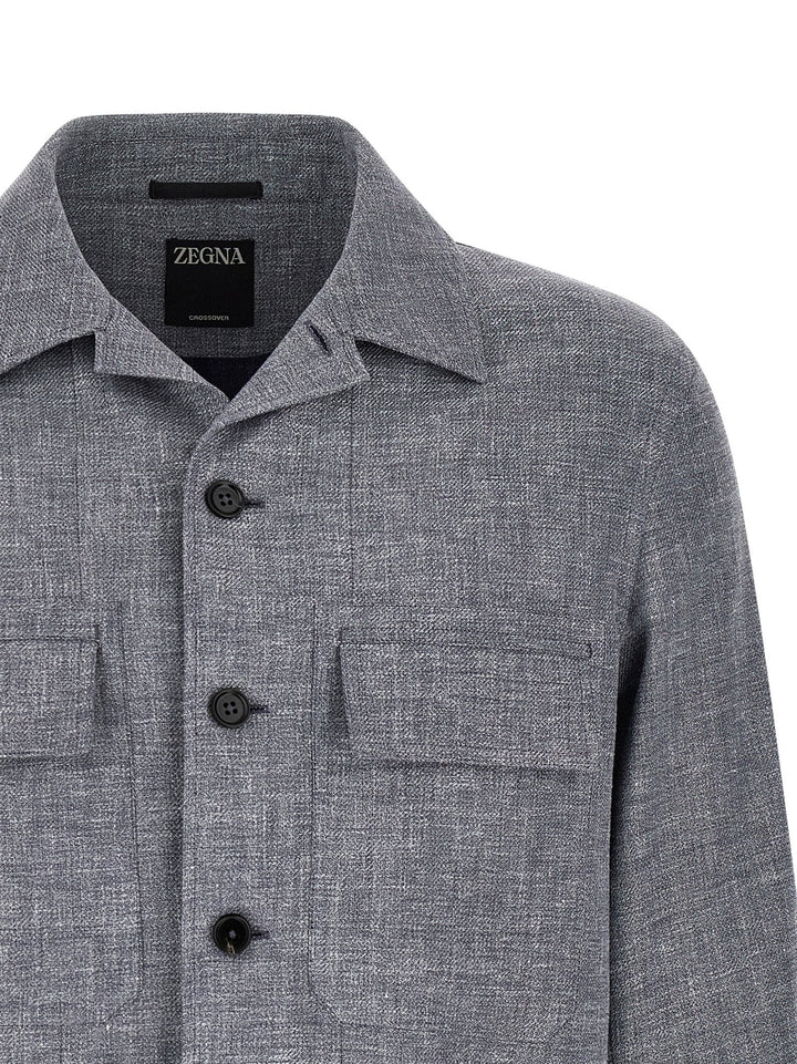 Zegna Crossover Shirt and Blouse - Blue | 130e6acadce9225dbaf46f82f6d43c4cd718283e