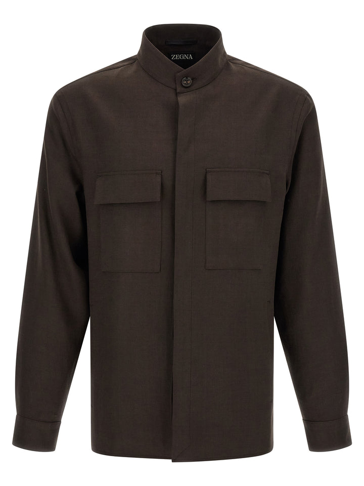 Zegna Oasi Lino Shirt and Blouse - Brown | c7d3dd2c8a08cf51828e9d98b0b0a173141235fa