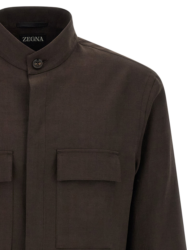 Zegna Oasi Lino Shirt and Blouse - Brown | 9f01c8e01d75fd423330bb2618ed73f49d22f014