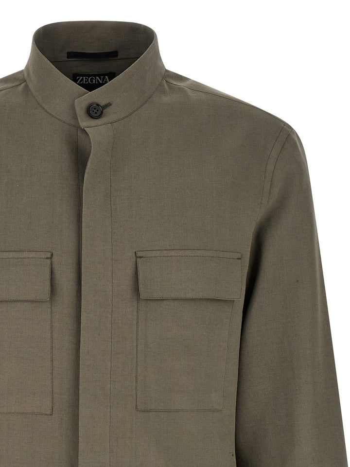 Zegna Oasi Lino Shirt and Blouse - Gray | 454465c7eca293a2c9221b613d4cba30040a4473